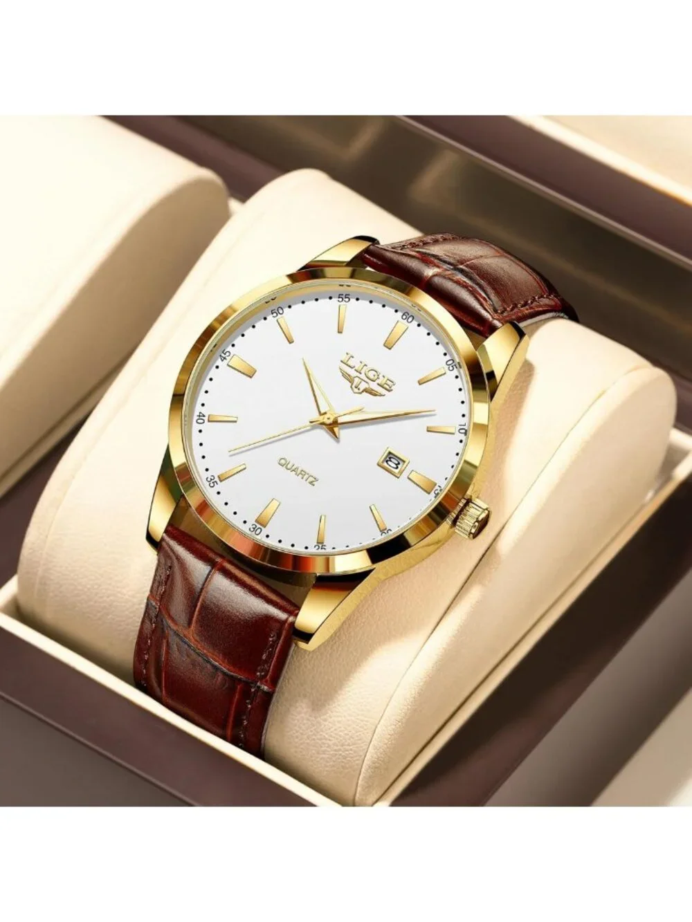 Stylish Waterproof Analog Dress Watch for Men - Vintage Chronograph, Leather